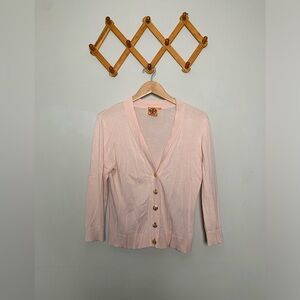 Women’s Pink Tory Burch 3/4 Sleeve Cotton Sweater Cardigan SZ L